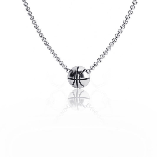 Basketball Pendant Necklace - Silver