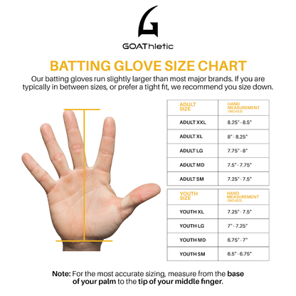 GOAThletic Legacy Series Short Cuff Adult Batting Gloves