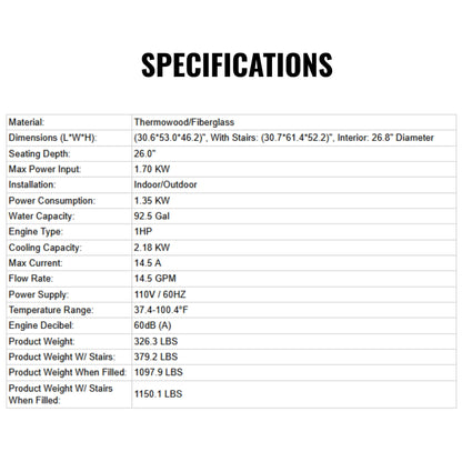 Icetubs IceBarrel Thermowood And Fiberglass Cold Plunge Immersion Tub (SAK68129)