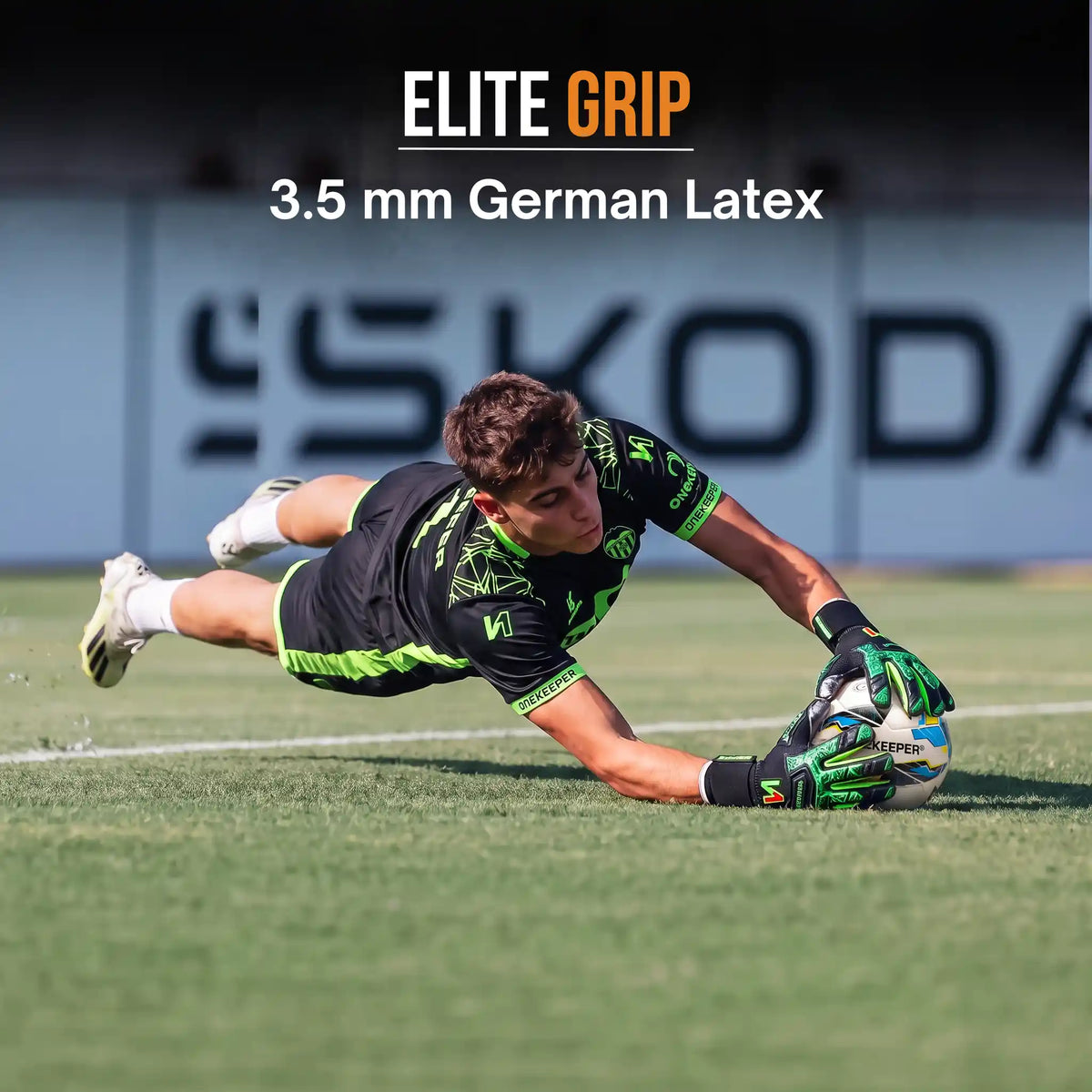 Legacy Black/Green Goalkeeper Gloves with Hybrid Flat-Roll Finger Cut