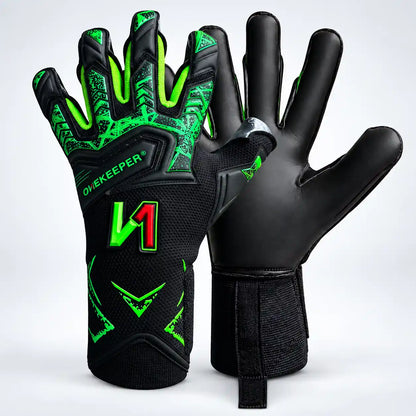 Legacy Black/Green Goalkeeper Gloves with Hybrid Flat-Roll Finger Cut