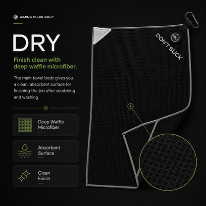 Don't Suck Magna-Anchor™ Stubby Magnetic Golf Towel - Black / Grey