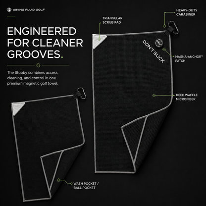 Don't Suck Magna-Anchor™ Stubby Magnetic Golf Towel - Black / Grey