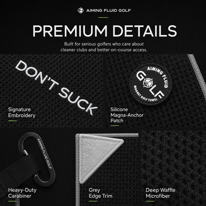 Don't Suck Magna-Anchor™ Stubby Magnetic Golf Towel - Black / Grey