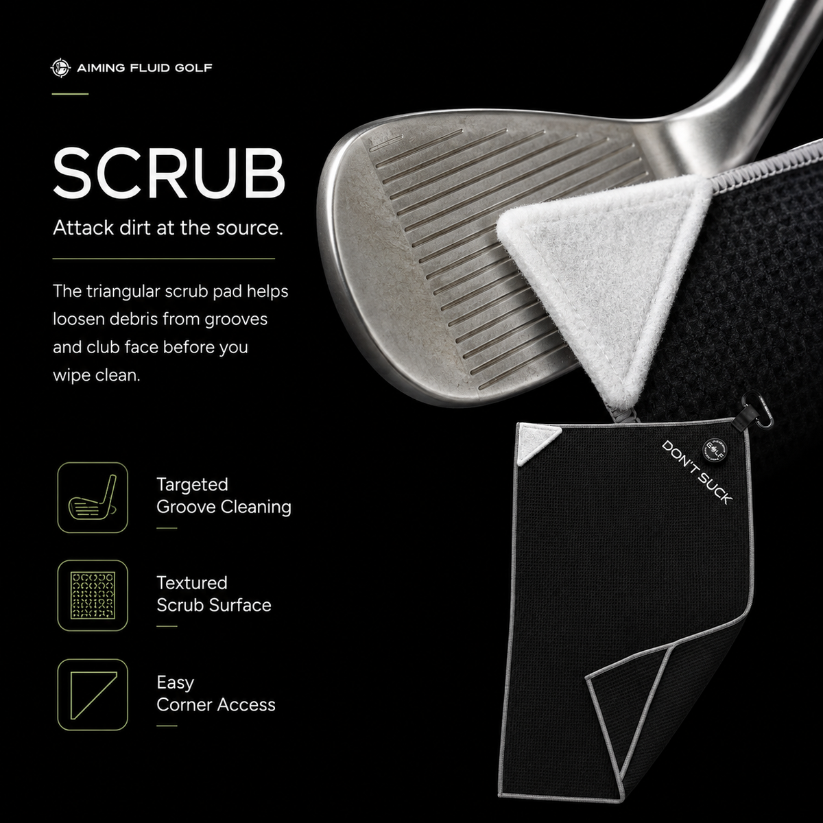 Don't Suck Magna-Anchor™ Stubby Magnetic Golf Towel - Black / Grey