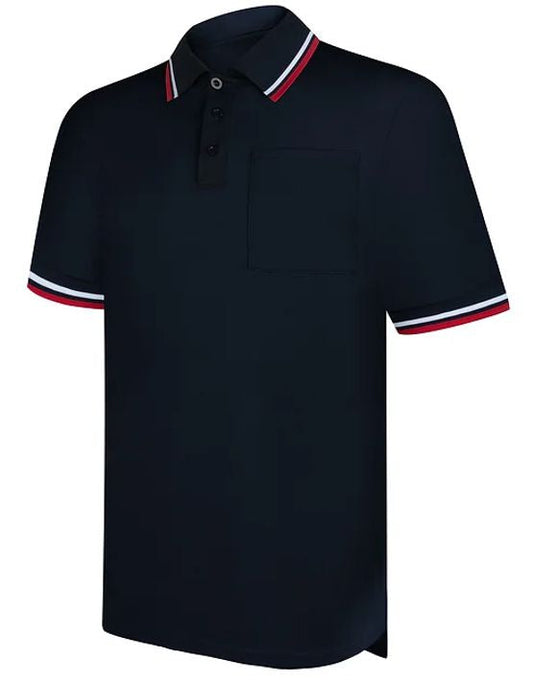 Navy Blue Umpire Shirt - Dri-Tek with Red & White Trim