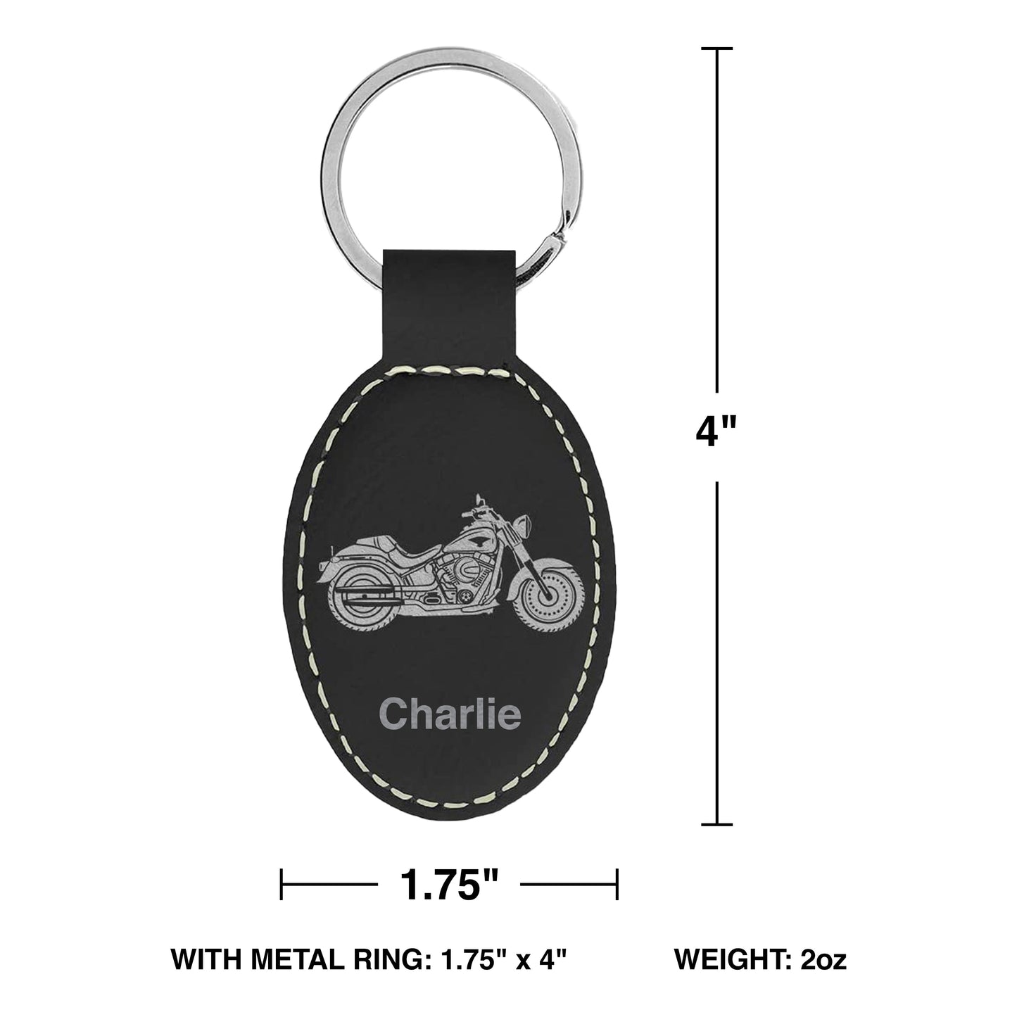 Faux Leather Oval Keychain, Baseball Ball, Personalized Engraving Included