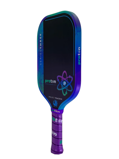 Proton Project Peacock 15mm Elongated Black/Jade/Plum Pickleball Paddle & Cover