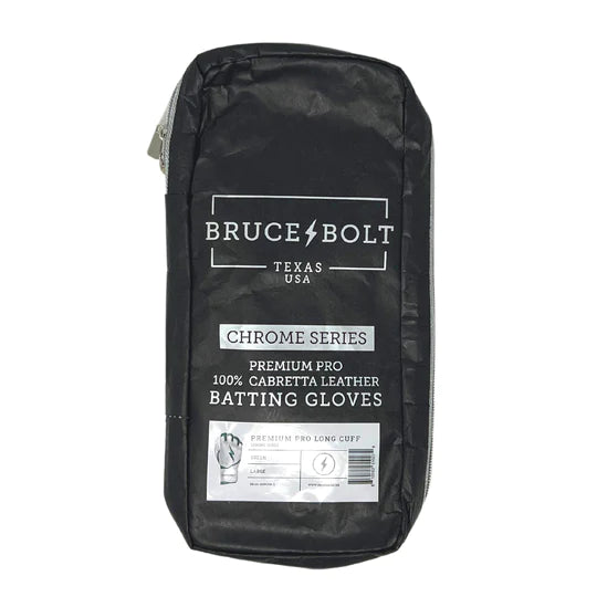 Bruce Bolt Premium Pro Chrome Series Long Cuff Batting Gloves