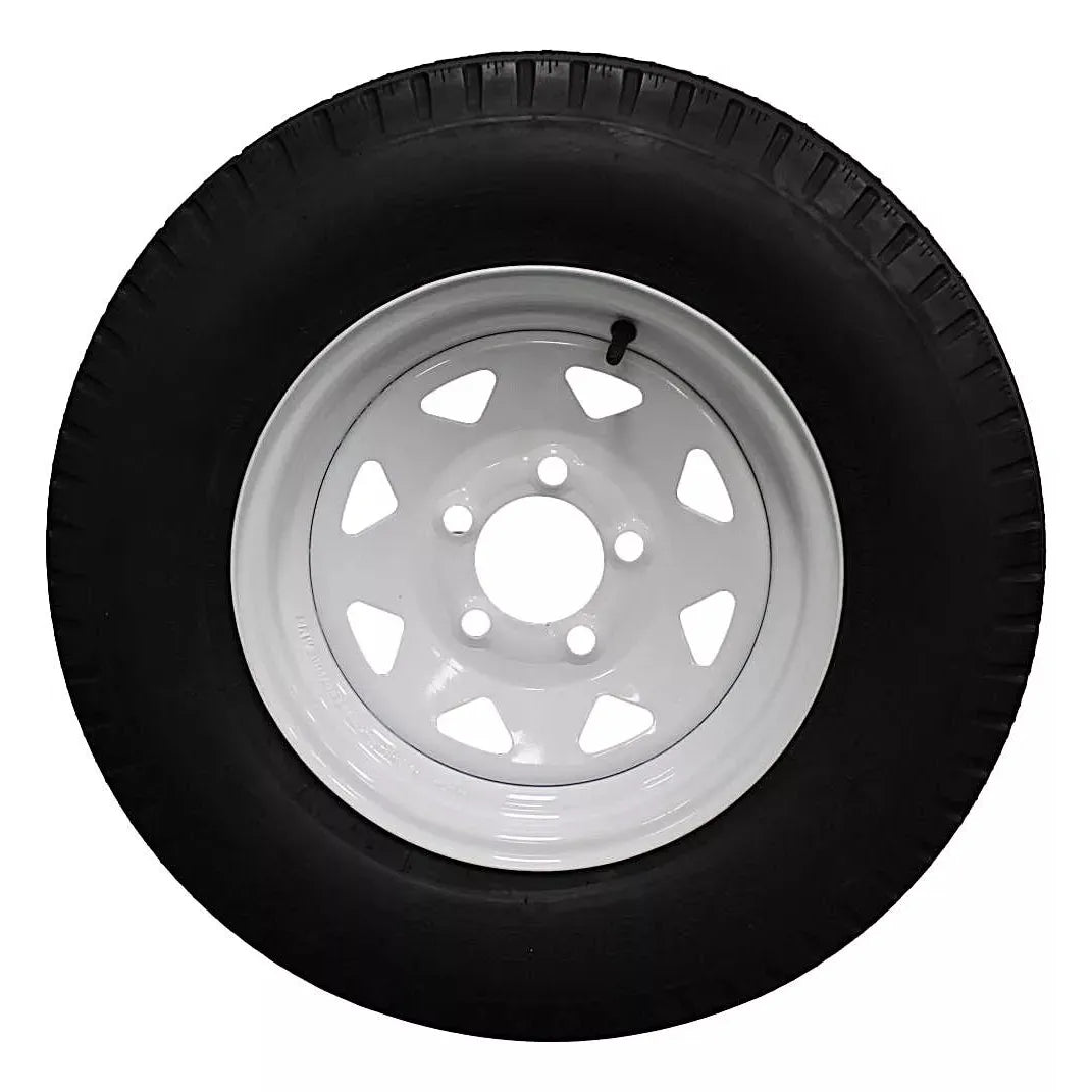 Antego ST185/80D13 Bias Trailer Tire & White Spoke Wheel Assemblies, 6 Ply, 2-Pack