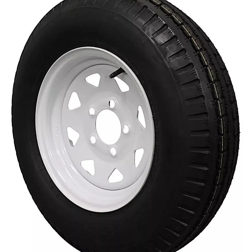 Antego ST185/80D13 Bias Trailer Tire & White Spoke Wheel Assemblies, 6 Ply, 2-Pack