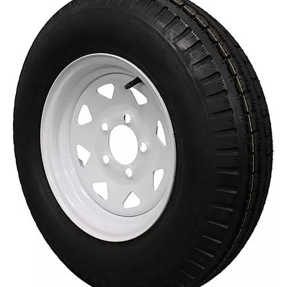 Antego ST185/80D13 Bias Trailer Tire & White Spoke Wheel Assemblies, 6 Ply, 2-Pack