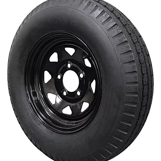 (Set of 4) Antego Tire and Wheel 185/80D13 Highway Terrain Trailer Tire & Wheel – 13.0-Inch Pre-Mounted Rim, 8-Ply-Ply Build, Perfect for Utility & Cargo Use | A130454510096206ST18580D13-B4