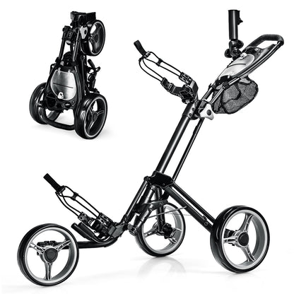 Folding 3 Wheels Golf Push Cart with Brake Scoreboard Adjustable Handle