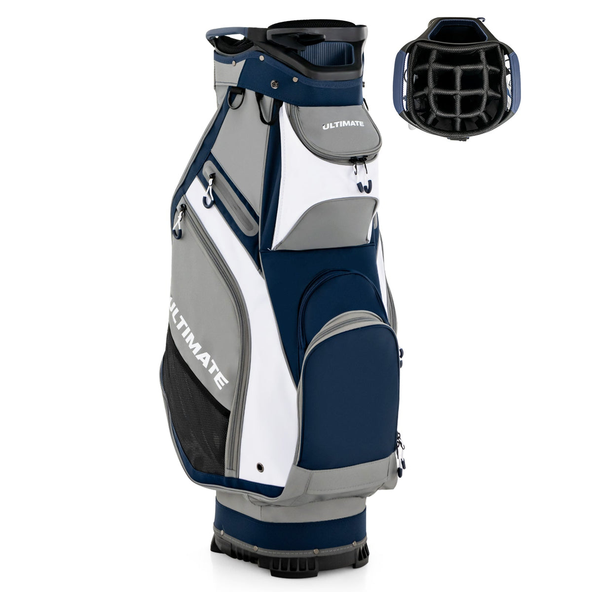 10.5 Inch Golf Stand Bag with 14 Way Dividers and 7 Zippered Pockets