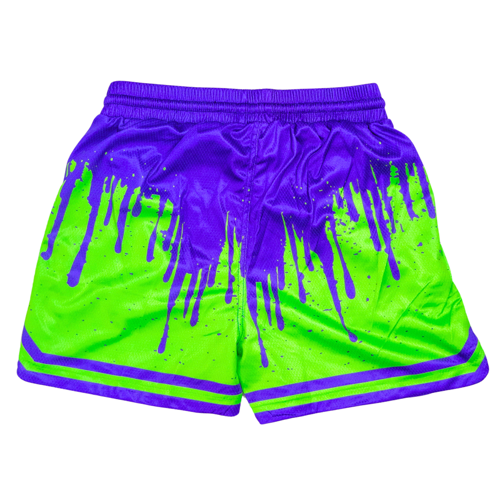 Soldier Tank Baseball Shorts Lime Purple