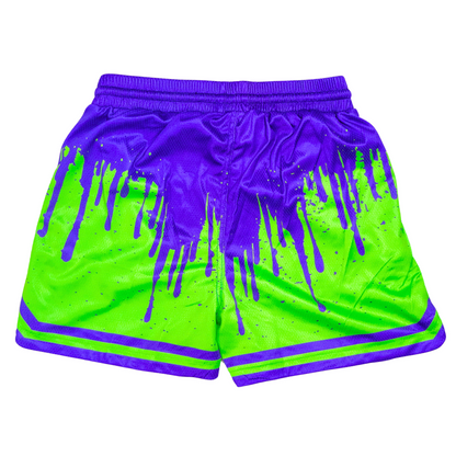 Soldier Tank Baseball Shorts Lime Purple