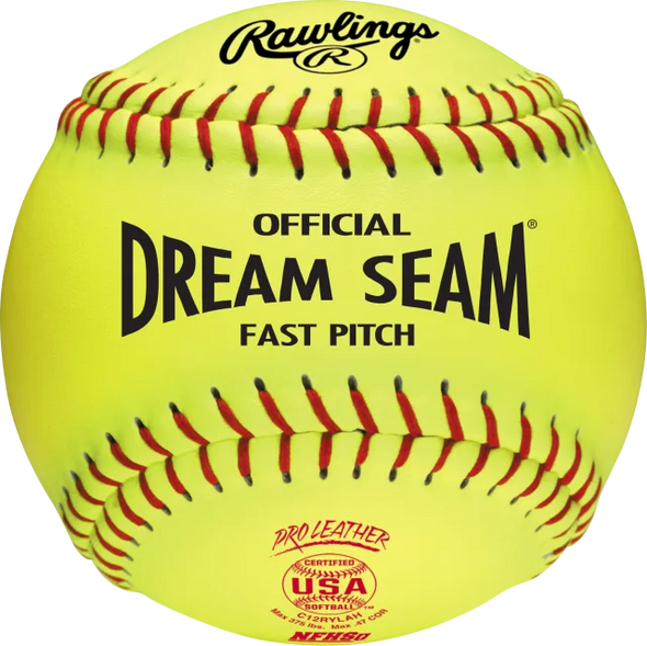 Rawlings 12" Pro Leather Dream Seam USA/NFHS Fastpitch Softballs (Individual): C12RYLAH-IND