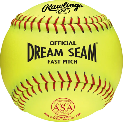 Rawlings 12" Pro Leather Dream Seam™ Softballs ASA (Dozen): C12RYLAH (DZ)