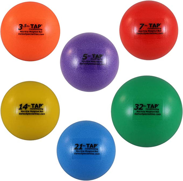 TAP Conditioning TAP Max-Grip Weighted Ball- Set of Six | Plyo Balls Used in Pitching and Hitting Training, Multi-Colored