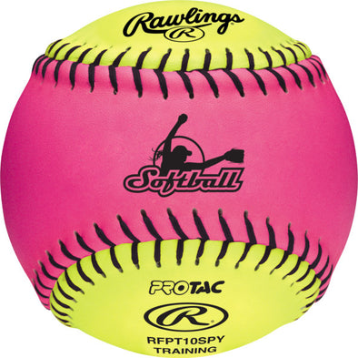 Rawlings 10" Optic Pink/Optic Yellow FPEX Training Softball (Individual): RFPT10SPY-IND